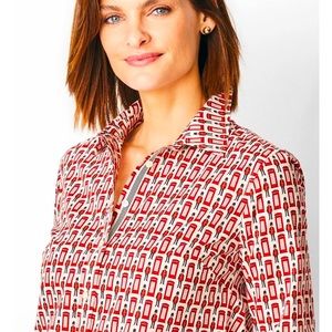 Talbots Small Petite Red British Telephone button down shirt
